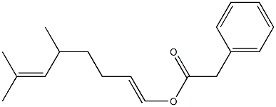 フェニル酢酸5,7-ジメチル-1,6-オクタジエニル 化学構造式