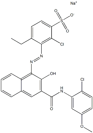 2-Chloro-4-ethyl-3-[[3-[[(2-chloro-5-methoxyphenyl)amino]carbonyl]-2-hydroxy-1-naphtyl]azo]benzenesulfonic acid sodium salt 结构式