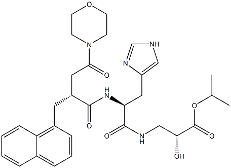 (2R)-3-[N-[(2R)-3-(Morpholinocarbonyl)-2-[(naphthalen-1-yl)methyl]propionyl]-L-histidyl]amino-2-hydroxypropanoic acid isopropyl ester,,结构式