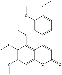 4-(3,4-ジメトキシフェニル)-5,6,7-トリメトキシ-2H-1-ベンゾピラン-2-オン 化学構造式