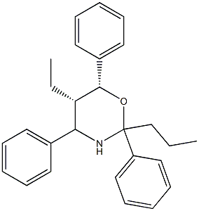 (5S,6R)-5-エチル-2,4,6-トリフェニル-2-プロピル-3,4,5,6-テトラヒドロ-2H-1,3-オキサジン 化学構造式