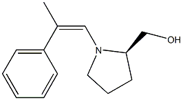 (2R)-1-(2-フェニル-1-プロペニル)ピロリジン-2-メタノール 化学構造式