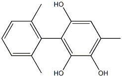 3-(2,6-ジメチルフェニル)-6-メチルベンゼン-1,2,4-トリオール 化学構造式
