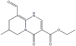 9-Formyl-7-methyl-4-oxo-1,6,7,8-tetrahydro-4H-pyrido[1,2-a]pyrimidine-3-carboxylic acid ethyl ester,,结构式