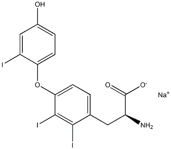 (S)-2-アミノ-3-[4-(4-ヒドロキシ-2-ヨードフェノキシ)-2,3-ジヨードフェニル]プロパン酸ナトリウム 化学構造式