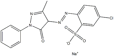 2-(1-フェニル-3-メチル-5-オキソ-4,5-ジヒドロ-1H-ピラゾール-4-イル)アゾ-5-クロロベンゼンスルホン酸ナトリウム 化学構造式