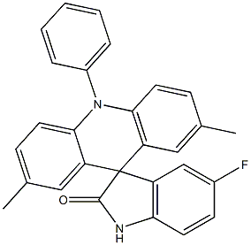 5'-Fluoro-2,7-dimethyl-10-phenylspiro[9H-acridine-9,3'-[3H]indol]-2'(1'H)-one 结构式