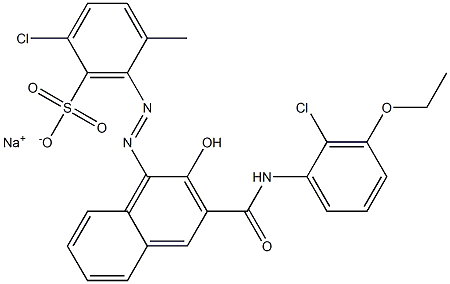 2-クロロ-5-メチル-6-[[3-[[(2-クロロ-3-エトキシフェニル)アミノ]カルボニル]-2-ヒドロキシ-1-ナフチル]アゾ]ベンゼンスルホン酸ナトリウム 化学構造式