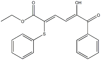 5-ヒドロキシ-6-オキソ-6-フェニル-2-フェニルチオ-2,4-ヘキサジエン酸エチル 化学構造式