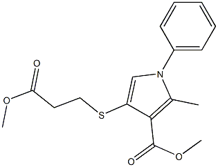 2-Methyl-4-[[2-(methoxycarbonyl)ethyl]thio]-1-phenyl-1H-pyrrole-3-carboxylic acid methyl ester Structure