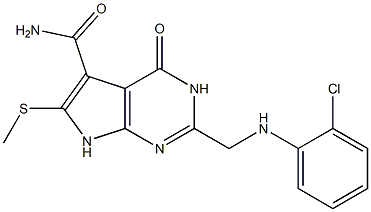 2-[(o-Chlorophenylamino)methyl]-6-(methylthio)-4-oxo-3,4-dihydro-7H-pyrrolo[2,3-d]pyrimidine-5-carboxamide Structure