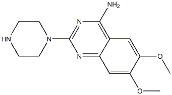4-アミノ-6,7-ジメトキシ-2-(1-ピペラジニル)キナゾリン 化学構造式