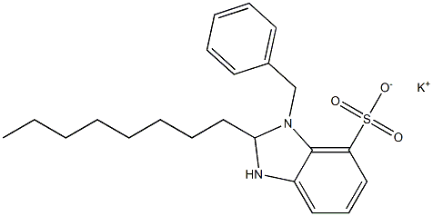 1-ベンジル-2,3-ジヒドロ-2-オクチル-1H-ベンゾイミダゾール-7-スルホン酸カリウム 化学構造式