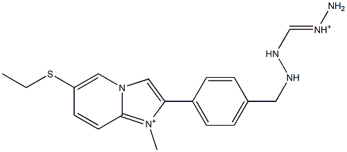 1-Methyl-6-ethylthio-2-[4-[2-(aminoiminiomethyl)hydrazinomethyl]phenyl]imidazo[1,2-a]pyridin-1-ium Structure