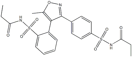 N-((2-(5-methyl-3-(4-(N-propionylsulfamoyl)phenyl)isoxazol-4-yl)phenyl)sulfonyl)propionamide Struktur