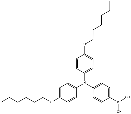 (4-(Bis(4-(hexyloxy)phenyl)amino)phenyl)boronic acid Structure