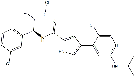 4-(5-chloro-2-(isopropylamino)pyridin-4-yl)-N-((S)-1-(3-chlorophenyl)-2-hydroxyethyl)-1H-pyrrole-2-carboxamide hydrochloride 结构式