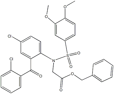 N-[4-Chloro-2-(2-chlorobenzoyl)phenyl]-N-[(3,4-dimethoxyphenyl)sulfonyl]glycine Phenylmethyl Ester Structure