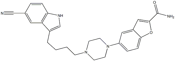 5-[4-[4-(5-氰基-1H-吲哚-3-基)丁基]-1-哌嗪基]苯并呋喃-2-甲酰胺,,结构式