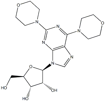 2,6-Bis(4-morpholinyl)-9-beta-D-ribofuranosyl-9H-purine Struktur