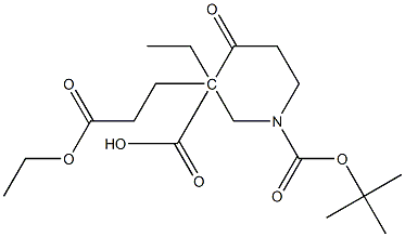 1-tert-butyl 3-ethyl 3-(3-ethoxy-3-oxopropyl)-4-oxopiperidine-1,3-dicarboxylate 化学構造式