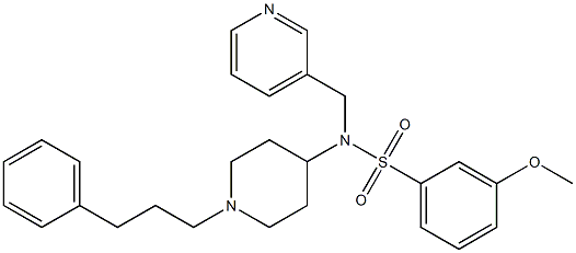 3-METHOXY-N-[1-(3-PHENYLPROPYL)PIPERIDIN-4-YL]-N-(PYRIDIN-3-YLMETHYL)BENZENESULFONAMIDE 结构式