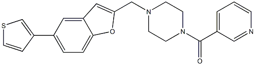 1-(PYRIDIN-3-YLCARBONYL)-4-([5-(3-THIENYL)-1-BENZOFURAN-2-YL]METHYL)PIPERAZINE 化学構造式