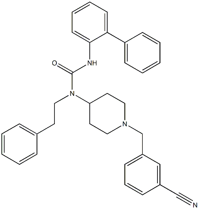 N'-BIPHENYL-2-YL-N-[1-(3-CYANOBENZYL)PIPERIDIN-4-YL]-N-(2-PHENYLETHYL)UREA,,结构式