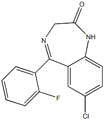 7-Chloro-5-(2-fluorophenyl)-1,3-dihydro-1,4-benzodiazepine-2-one Struktur