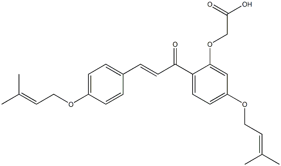 2'-Hydroxycarbonylmethoxy-4,4'-bis(3-methyl-2-butenyloxy)chalcone Structure