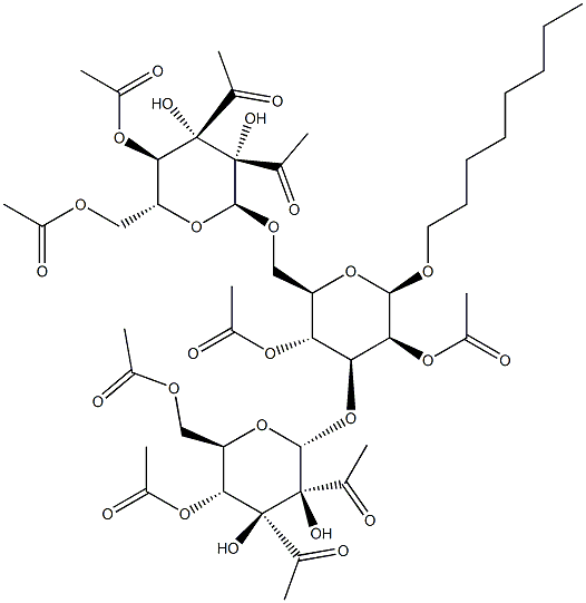 n-Octyl-2,4-O-diacetyl 3,6-Di-O-(2,3,4,6-O-tetraacetyl-a-D-mannopyranosyl)-b-D-mannopyranoside 结构式