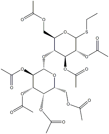 乙基 2,3,6-三-O- 乙酰基-4-O-(2,3,4,6-四-O-乙酰基-BETA-D-吡喃半乳糖)-D-硫代吡喃葡萄糖苷, , 结构式