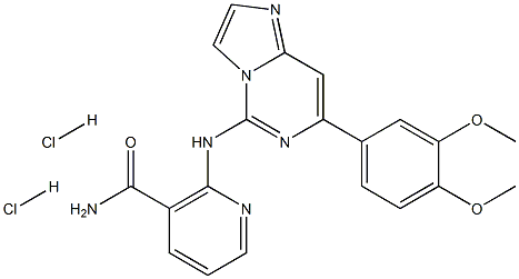 2-[7-(3,4-Dimethoxyphenyl)-imidazo[1,2-c]pyrimidin-5-ylamino]-nicotinamide dihydrochloride 化学構造式