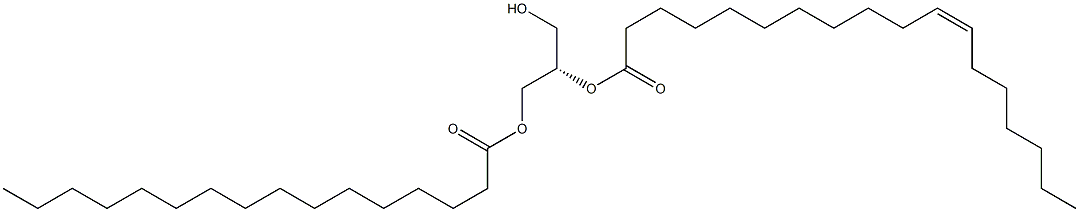 1-hexadecanoyl-2-(11Z-octadecenoyl)-sn-glycerol,,结构式