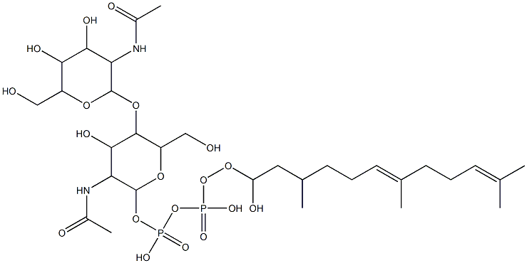 [3-acetamido-5-[3-acetamido-4,5-dihydroxy-6-(hydroxymethyl)oxan-2-yl]oxy-4-hydroxy-6-(hydroxymethyl)oxan-2-yl]oxy-(hydroxy-(3,7,11-trimethyldodeca-6,10-dienoxy)phosphoryl)oxy-phosphinic acid 结构式