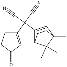 2-(3-Oxo-1-cyclopenten-1-yl)-2-(4,7,7-trimethylbicyclo[2.2.1]hept-2-en -2-yl)malononitrile 化学構造式