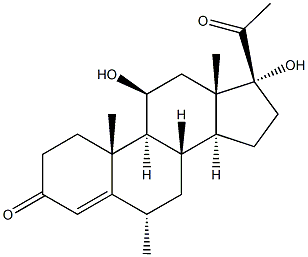 6A-METHYL-11B,17A,-DIHYDROXYPREGNA-4-ENE-3,20-DIONE,,结构式