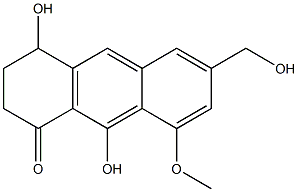 1-oxo-4,9-dihydroxy-8-methoxy-6-hydroxymethyl-1,2,3,4-tetrahydroanthracene 化学構造式