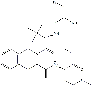 methyl N-((2-(N-(2-amino-3-mercaptopropyl)-3-methylvalyl)-1,2,3,4-tetrahydro-3-isoquinolinyl)carbonyl)methionine 化学構造式