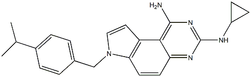 N3-cyclopropyl-7-((4-(1-methylethyl)phenyl)methyl)-7H-pyrrolo(3, 2-f)quinazoline-1,3-diamine,,结构式