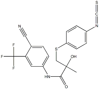 N1-(4-cyano-3-(trifluoromethyl)phenyl)-2-hydroxy-3-((4-isothiocyanatophenyl)sulfanyl)-2-methylpropanamide Struktur