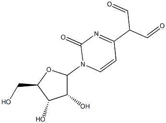 4-(diformyl-methyl)-1-(ribofuranosyl)-2-pyrimidinone Struktur