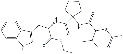 N-((1-((2-acetylmercapto-3-methyl-1-oxobutyl)amino)-1-cyclopentyl)carbonyl)tryptophan ethyl ester Struktur