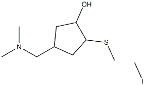 3-hydroxy-4-methylsulfanyl-1-N,N-dimethylaminomethylcyclopentane methiodide Struktur