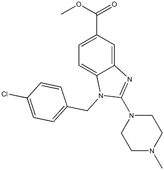 methyl 1-(4-chlorobenzyl)-2-(4-methylpiperazin-1-yl)-1H-benzimidazole-5-carboxylate,,结构式