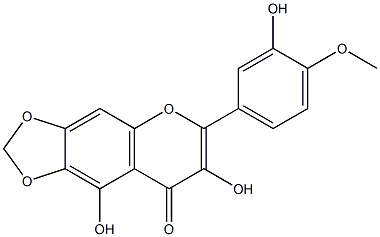 3,5,3'-trihydroxy-4'-methoxy-6,7-methylenedioxyflavone 化学構造式