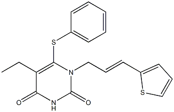 5-ethyl-6-(phenylthio)-1-(3-(2-thienyl)prop-2-en-1-yl)uracil Structure