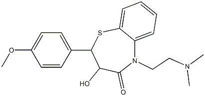 5-(2-(dimethylamino)ethyl)-2,3-dihydro-3-hydroxy-2-(4-methoxyphenyl)-1,5-benzothiazepin-4(5H)-one,,结构式