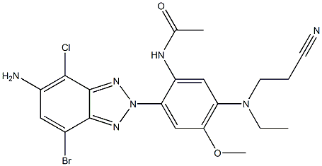 2-(2-(acetylamino)-4-(N-(2-cyanoethyl)ethylamino)-5-methoxyphenyl)-5-amino-7-bromo-4-chloro-2H-benzotriazole Structure