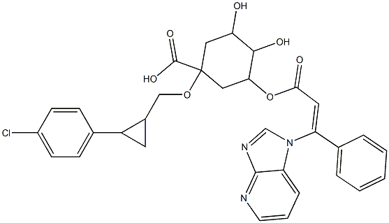 1-(2-(4-chlorophenyl)cyclopropylmethoxy)-3,4-dihydroxy-5-(3-imidazo(4,5-b)pyridin-1-yl-3-phenylacryloyloxy)cyclohexanecarboxylic acid